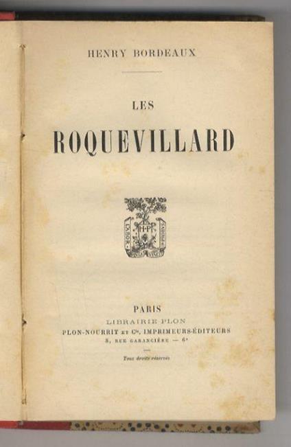 Les Roquevillard - Henry Bordeaux - copertina