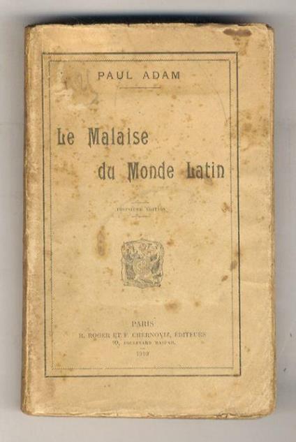 La Malaise du Monde Latin. 3ème édition - Paul Adam - copertina