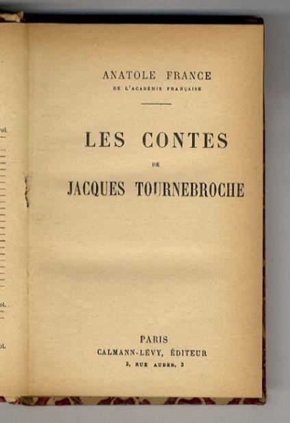 Les Contes de Jacques Tournebroche - Sous l'invocation de Clio - Anatole France - copertina