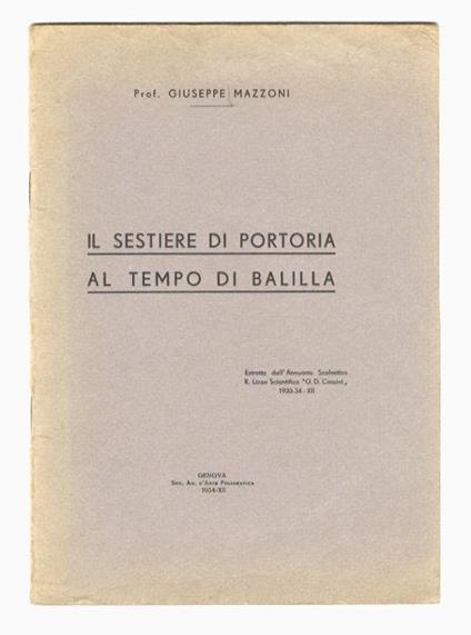 Il sestiere di Portoria al tempo di Balilla - Giuseppe Mazzoni - copertina