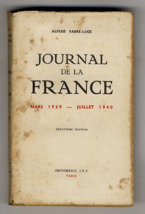 Journal de la France: Mars 1939 - Juillet 1940 - Alfred Fabre Luce - copertina