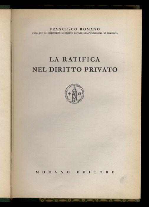 La ratifica del diritto privato - Francesco Romano - copertina