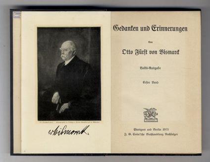 Gedanken und Erinnerungen von Otto Fürst von Bismarck. Bd 1.2. Volks-ausgabe. Erster Band [- Zweiter Band] - Otto von Bismarck - copertina