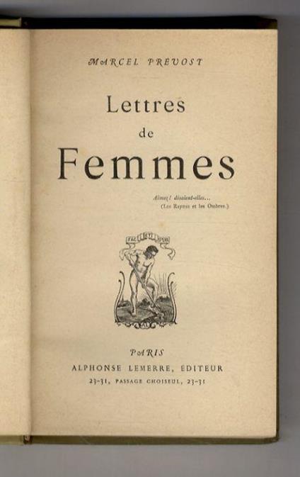 Lettres de Femmes - Marcel Prévost - copertina