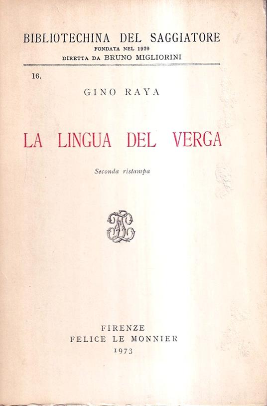 La Lingua Del Verga - Gino Raya - copertina