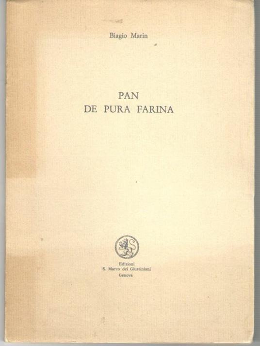 Pan De Pura Farina - Biagio Marin - copertina