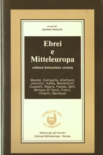 Ebrei e Mitteleuropa. Cultura Letteratura società - Quirino Principe - copertina