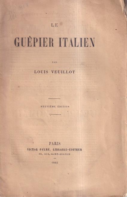 Le Guepier Italien - Louis Veuillot - copertina