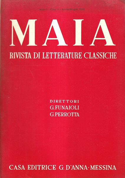Maia Rivista Di Letterature Classiche - copertina