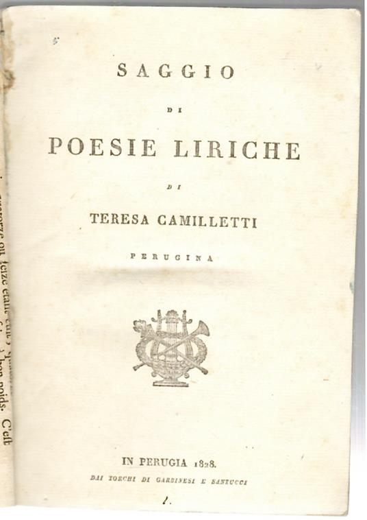 Saggio di Poesie Liriche - copertina