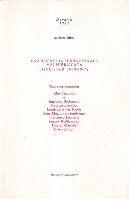 Una Rivista Internazionale Mai Pubblicata (Gulliver 1960-1965) - Anna Panicali - copertina