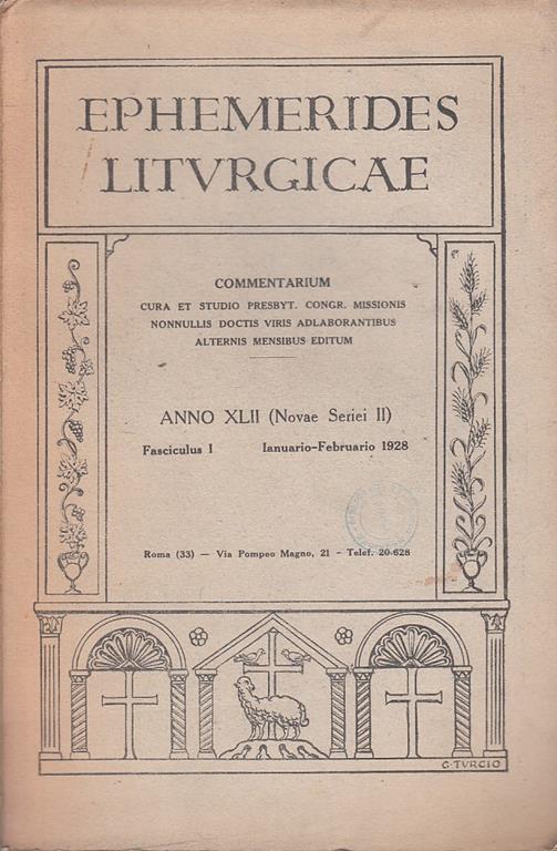 Ephemerides Liturgicae Commentarium Anno Xlii - copertina