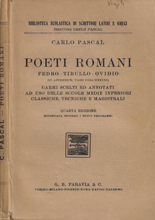 Poeti romani Fedro-Tibullo-Ovidio - Carlo Pascal - copertina