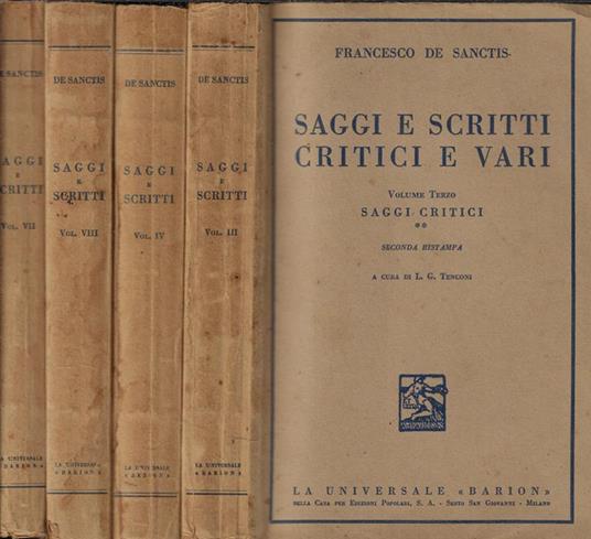 Saggi e scritti critici e vari Vol. III-IV-VII-VIII - Francesco De Sanctis - copertina