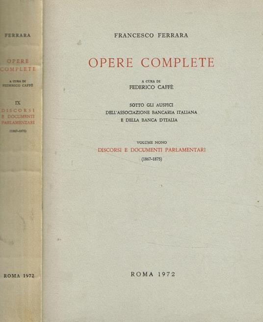 Opere complete vol.IX - Francesco Ferrara - copertina