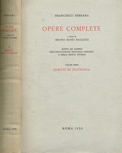 Opere complete vol.I - Francesco Ferrara - copertina