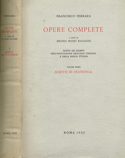 Opere complete vol.I - Francesco Ferrara - copertina