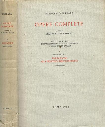 Opere complete vol.II parte prima - Francesco Ferrara - copertina