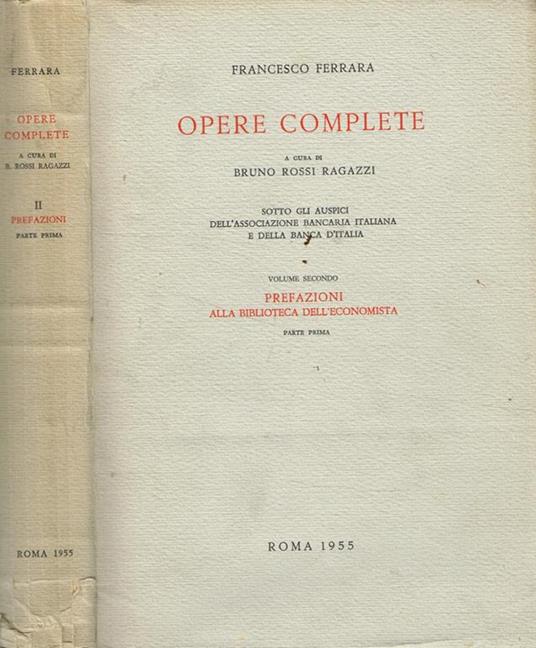 Opere complete vol.II parte prima - Francesco Ferrara - copertina