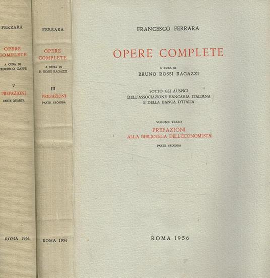 Opere complete vol.III, V - Francesco Ferrara - copertina