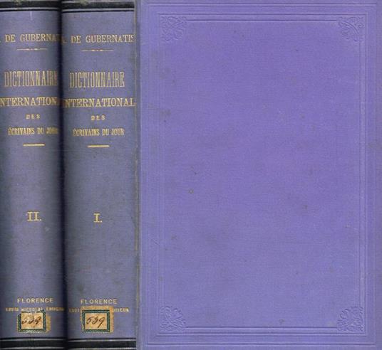 Dictionnaire international des ecrivains du jour vol.1, 2 - Angelo De Gubernatis - copertina