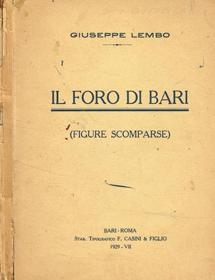 Il foro di Bari (Figure scomparse) - Giuseppe Lembo - copertina