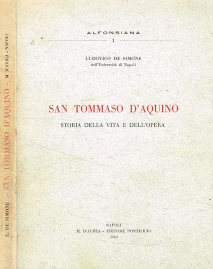 San Tommaso D'Aquino - Ludovico De Simone - copertina