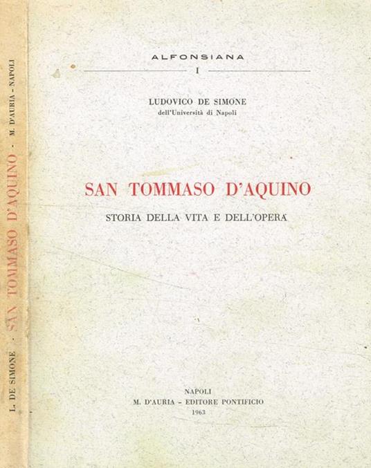 San Tommaso D'Aquino - Ludovico De Simone - copertina