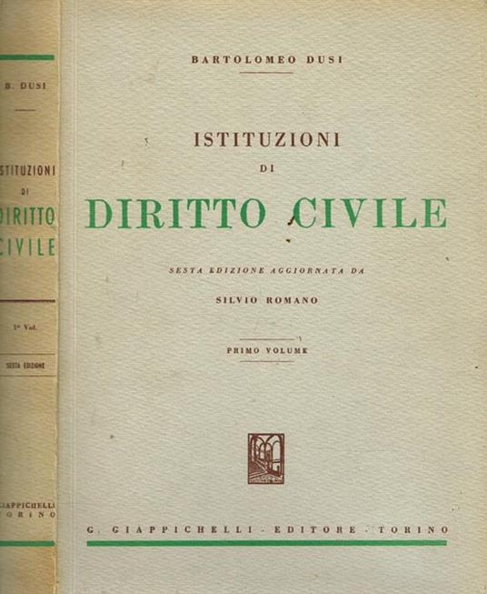 Istituzioni di diritto civile vol.I - Bartolomeo Dusi - copertina