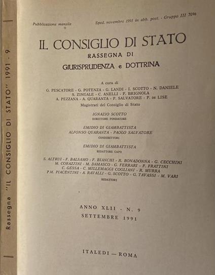 Il Consiglio di Stato 1991 n. 9 - copertina