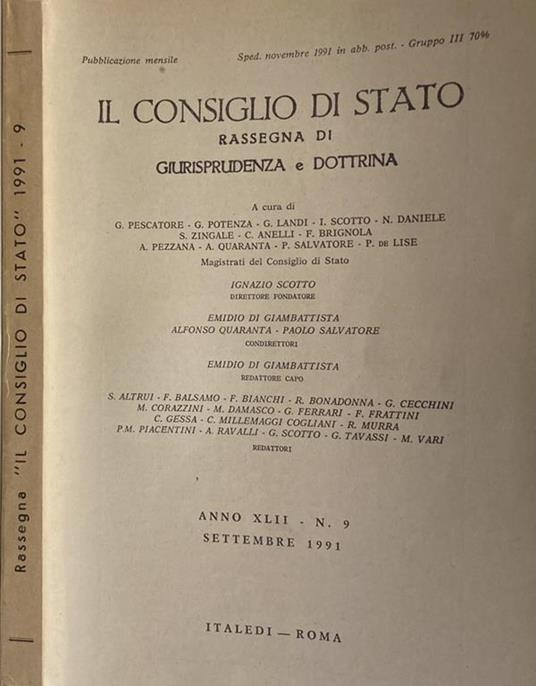 Il Consiglio di Stato 1991 n. 9 - copertina