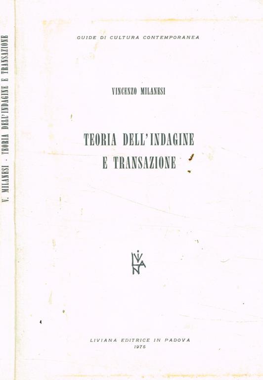 Teoria dell'indagine e transazione - copertina