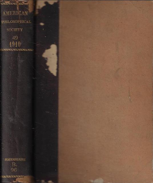 Proceedings of the American Philosophical Society heald at Philadelphia for promoting useful Knowledge Vol. XLIX Anno 1910 - copertina