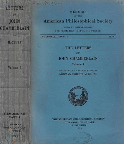 The letters of John Chamberlain Vol. I - copertina