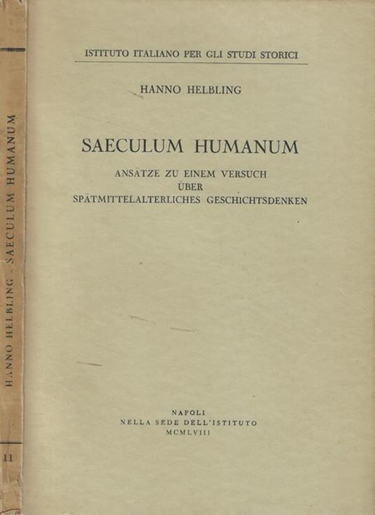 Saeculum Humanum - Hanno Helbling - copertina