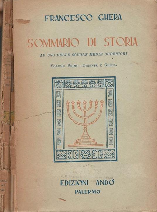 Sommario di storia, vol. I - Francesco Ghera - copertina