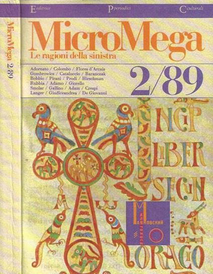 MicroMega. Le ragioni della sinistra vol. 2 anno 1989 - copertina