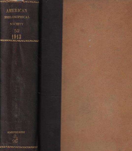 Proceeedings of the American Philosophical Society held at Philadelphia for Promoting useful knowledge 1913 - copertina