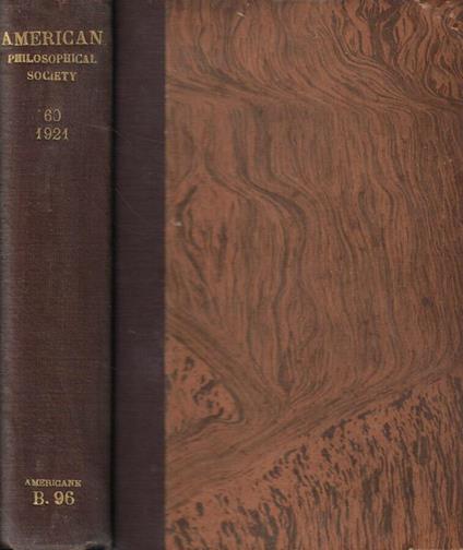 Proceeedings of the American Philosophical Society held at Philadelphia for Promoting useful knowledge 1921 - copertina