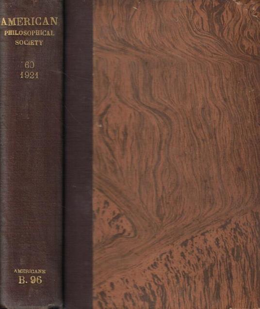Proceeedings of the American Philosophical Society held at Philadelphia for Promoting useful knowledge 1921 - copertina