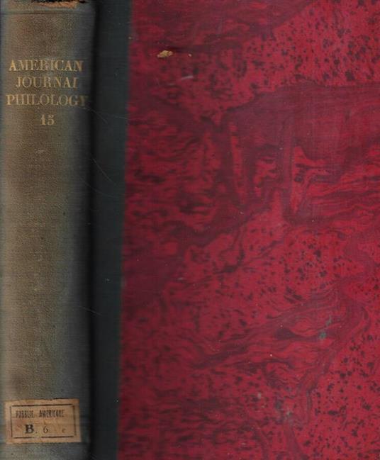 The  American Journal of Philology Anno 1894 - copertina