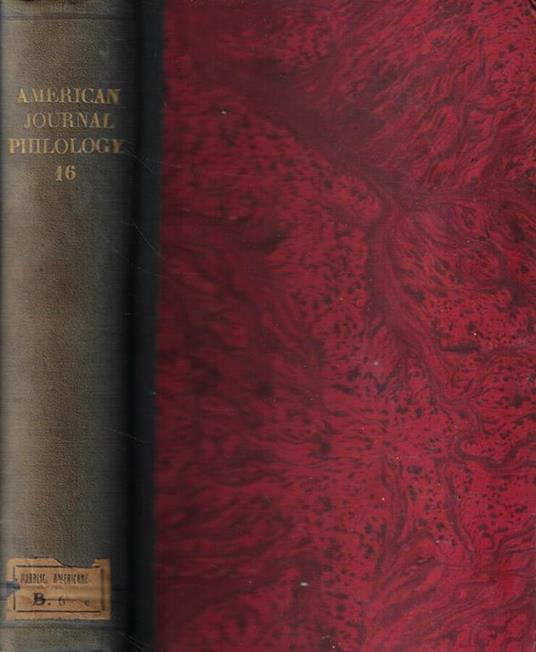 The  American Journal of Philology Anno 1895 - copertina