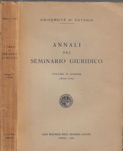 Annali del seminario giuridico Vol. IV - copertina