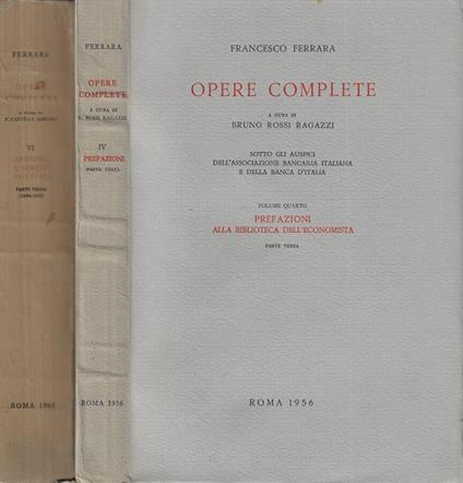 Opera complete Vol. IV parte III, Vol. VI parte I - Francesco Ferrara - copertina