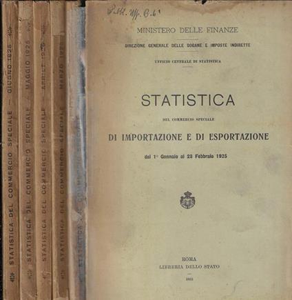 Statistica del commercio speciale di importazione e di esportazione Anno 1925 (incompleta) - copertina