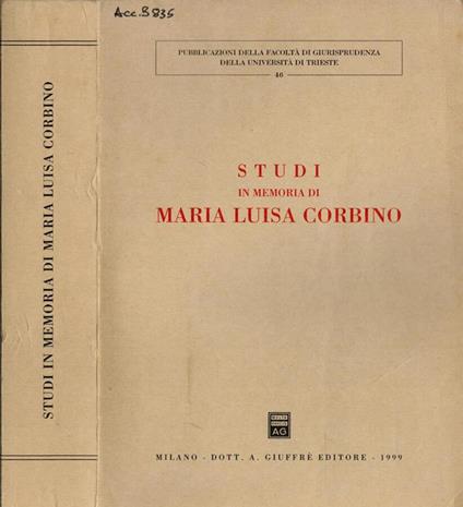 Studi in memoria di Maria Luisa Corbino - copertina