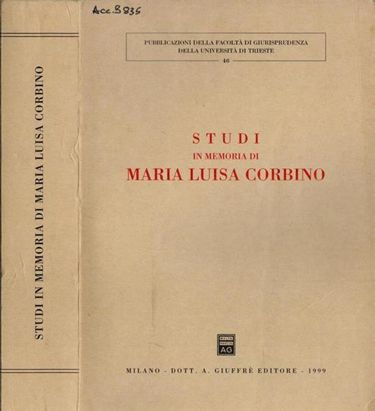 Studi in memoria di Maria Luisa Corbino - copertina