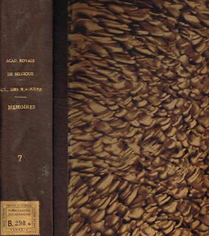 Academie royale de belgique, classe des beaux arts. Memoires, tome VII, 1951 - copertina
