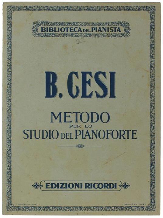 Metodo Per Lo Studio Del Pianoforte. Fascicolo V. Note Ribattute - Beniamino Cesi - copertina