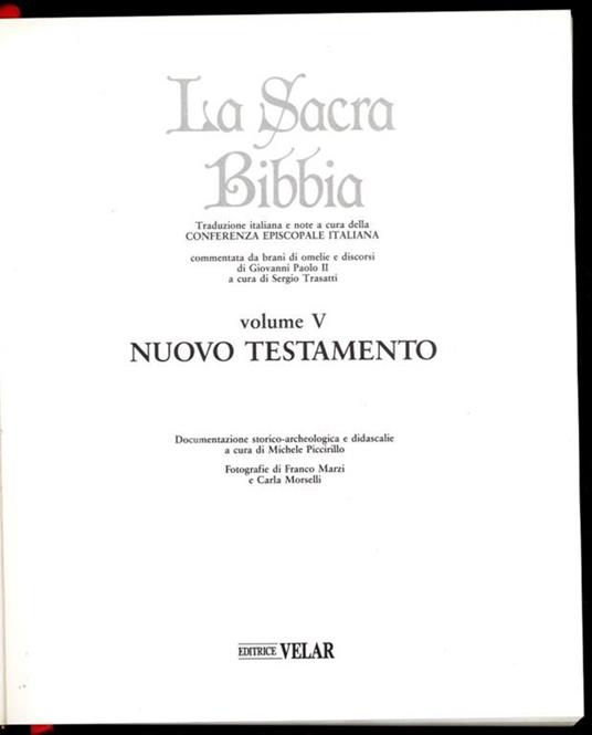 La Sacra Bibbia volume V. Nuovo testamento